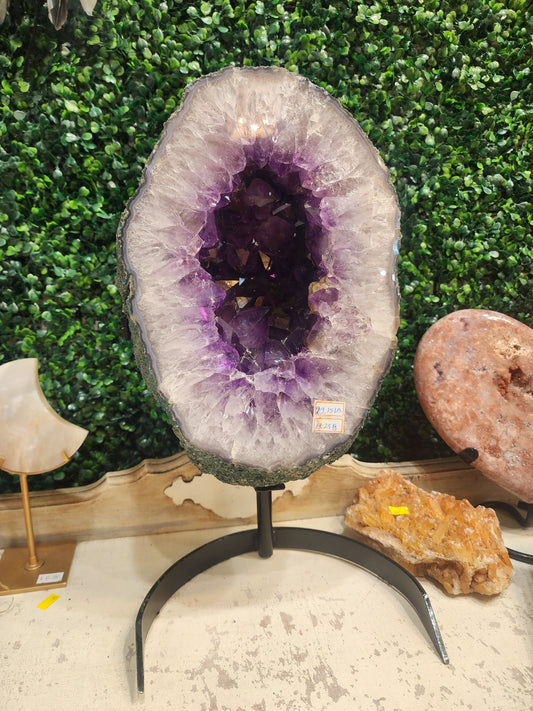 Amethyst Geode on Metal Stand